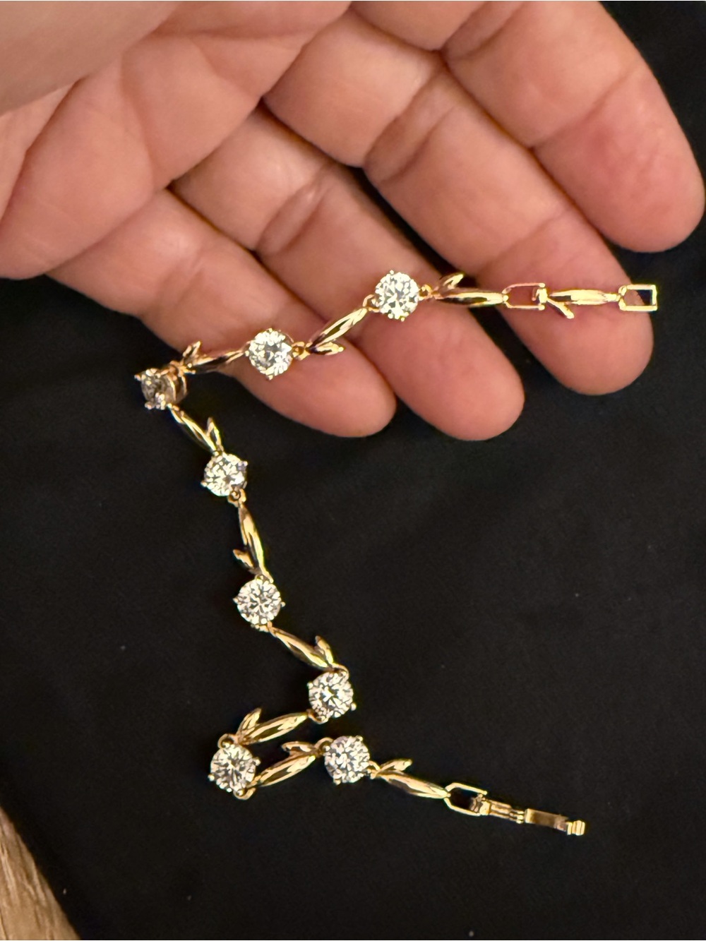 Gold Crystal Floral Link Bracelet - Women's Jewelry